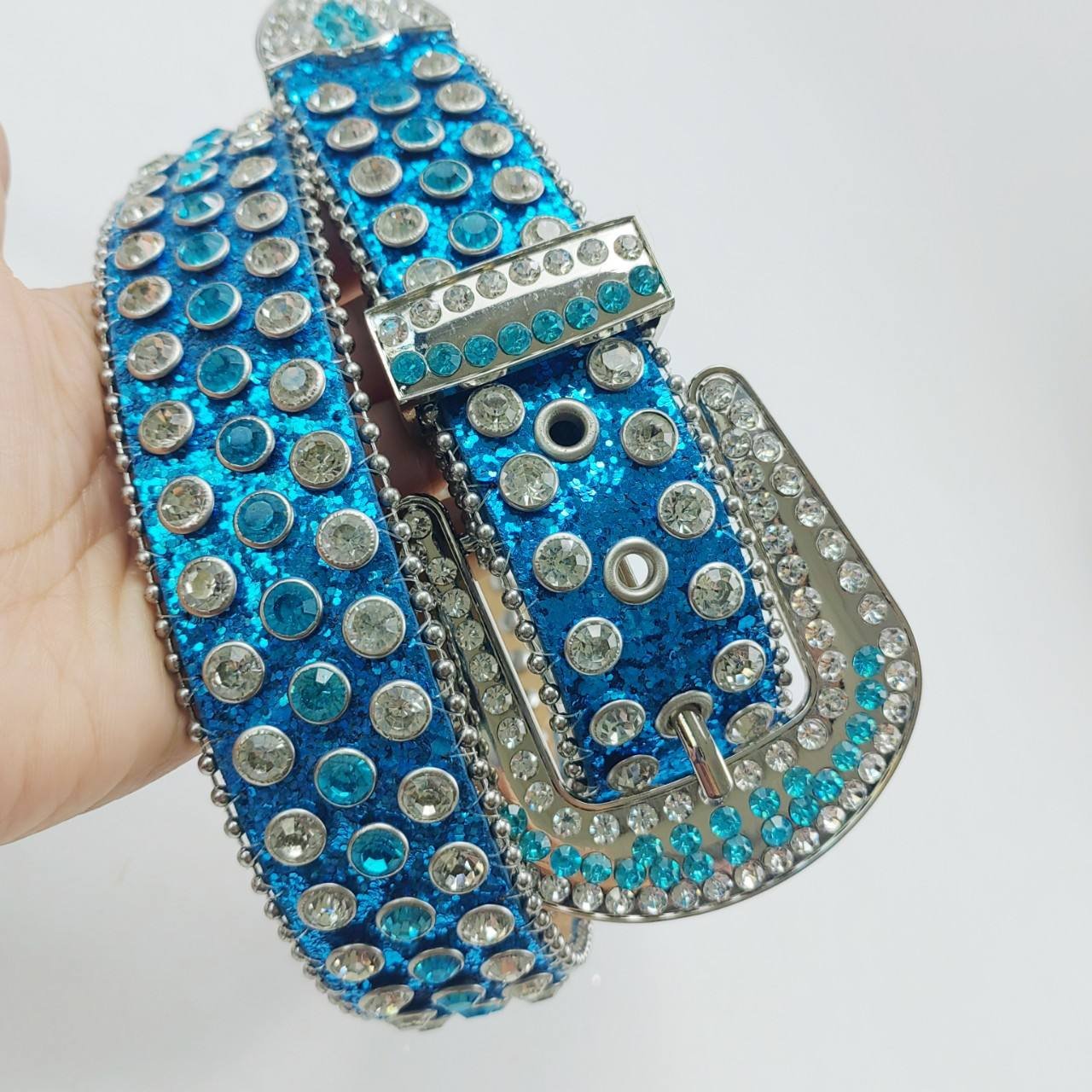 Designer Fancy Western Cowboy Cowgirls Bb Belts Removable Buckle Pu Belts Crystal Leather Studded Black Big Buckle Belt For Man