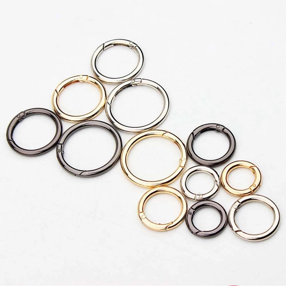 Custom Logo Zinc Alloy Gold Metal Spring Open Gate Ring O Ring All Size Available Carabiner Buckle For Handbag Hardware