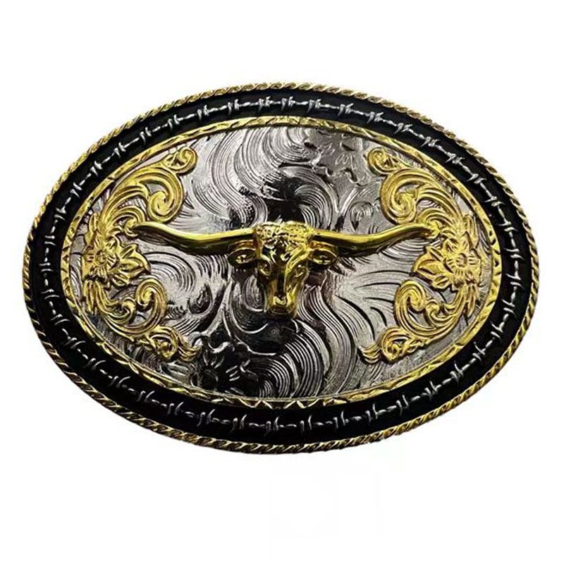 Texas Longhorn Large Bull Head Rodeo Western Metal Belt Buckle Smooth
