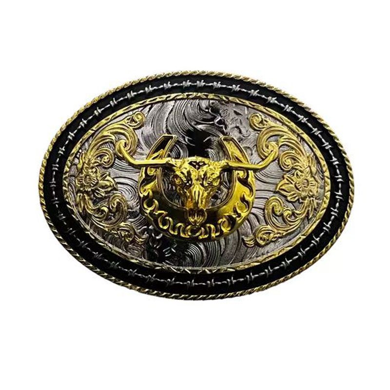 Texas Longhorn Large Bull Head Rodeo Western Metal Belt Buckle Smooth