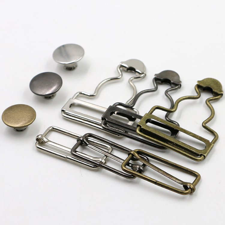 Factory supply High Quality Suspender Metal Buckles Jeans button For Garment Jeans