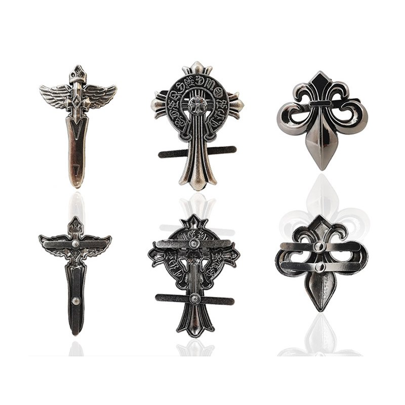 wholesale metal black handmade Pin Buckle antique hook fleur de lys shoe clip button for shoes bag