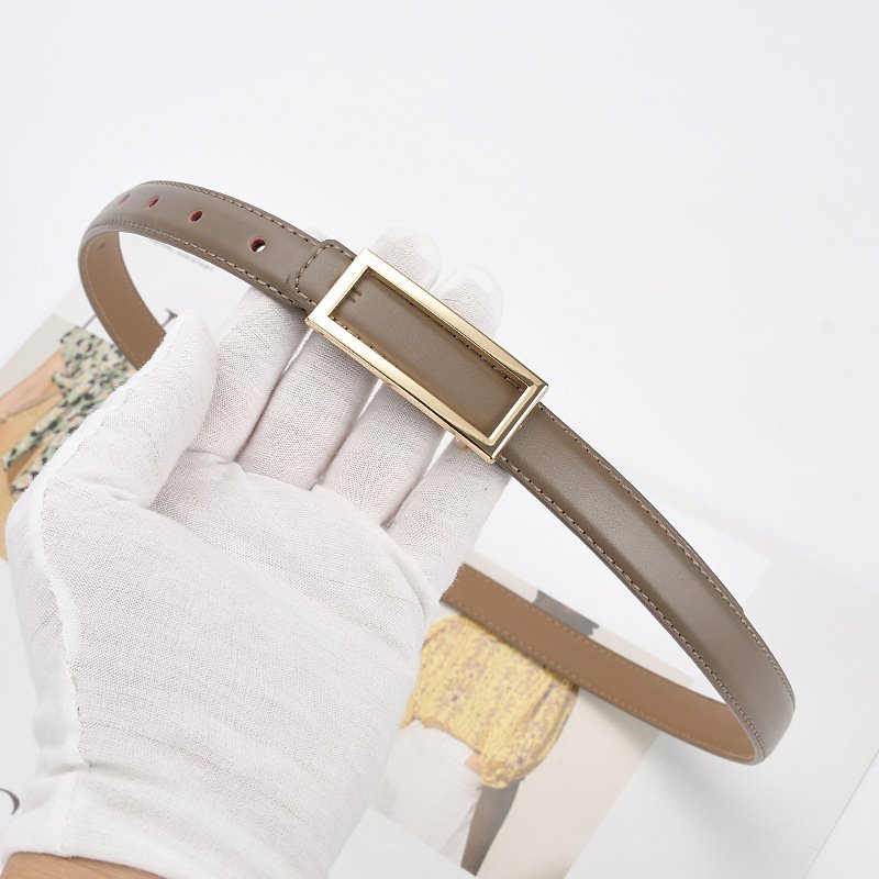 Wholesale Manufacturer Geometry Square Buckle Cowhide Leather Belts Split Genuine Leather Women Skinny Belts For Jeans Suit