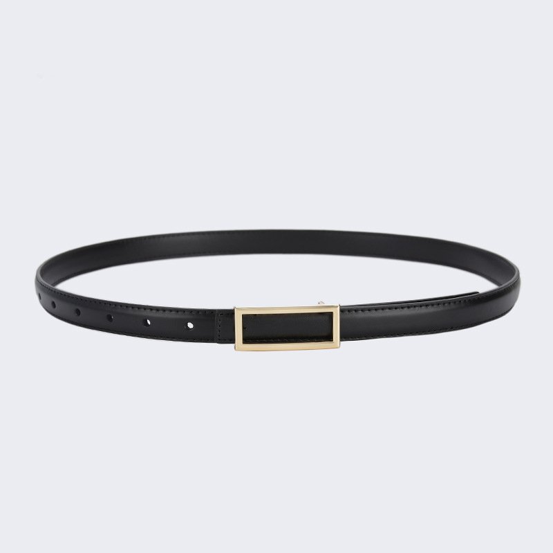 Wholesale Manufacturer Geometry Square Buckle Cowhide Leather Belts Split Genuine Leather Women Skinny Belts For Jeans Suit