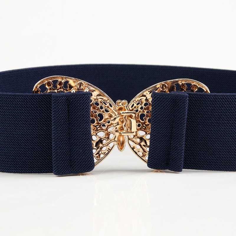 Wholesale High Quality Fashion All-Match Dress Sweater Decorative Belt Women's Butterfly Buckle Elastic Waist Belt