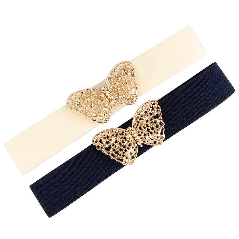 Wholesale High Quality Fashion All-Match Dress Sweater Decorative Belt Women's Butterfly Buckle Elastic Waist Belt