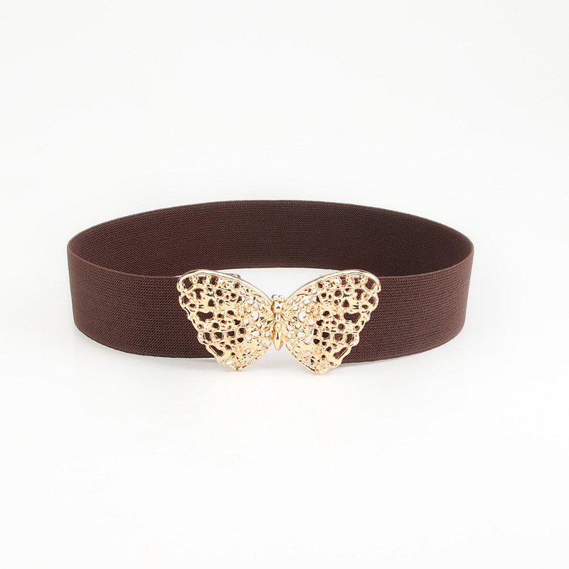 Wholesale High Quality Fashion All-Match Dress Sweater Decorative Belt Women's Butterfly Buckle Elastic Waist Belt