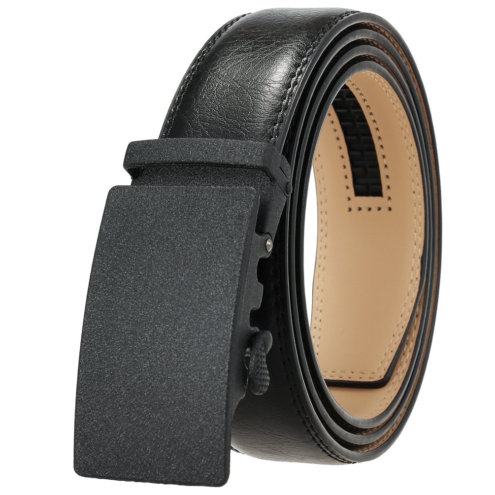 LY25-0711-1Wholesale Automatic Buckle Ratchet Custom Cowhide Genuine Leather Belt men's belt