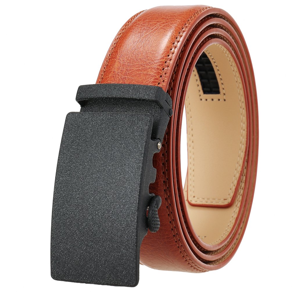 LY25-0711-1Wholesale Automatic Buckle Ratchet Custom Cowhide Genuine Leather Belt men's belt