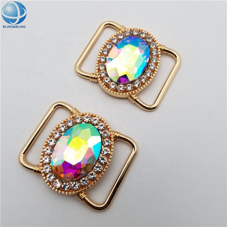 Sexy Blue Oval Crystal Swimwear Connectors Salt Resisting Alloy Buckle For Bikini Chest Headband Decorative