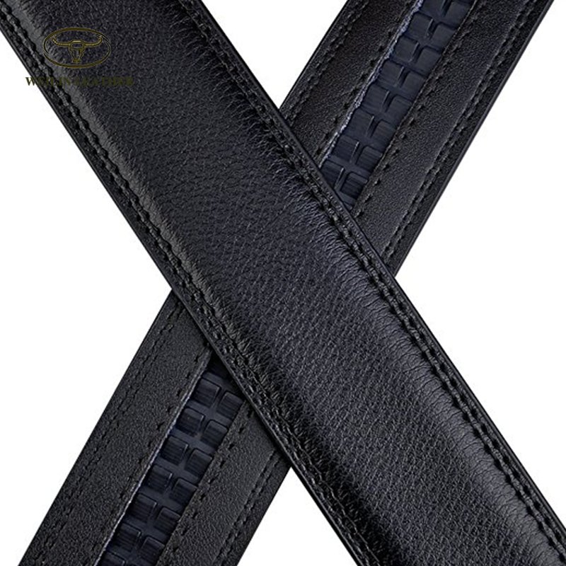 Custom Factory Cowhide genuine leather Automatic Buckle Ratchet Belt Mens dress Belt