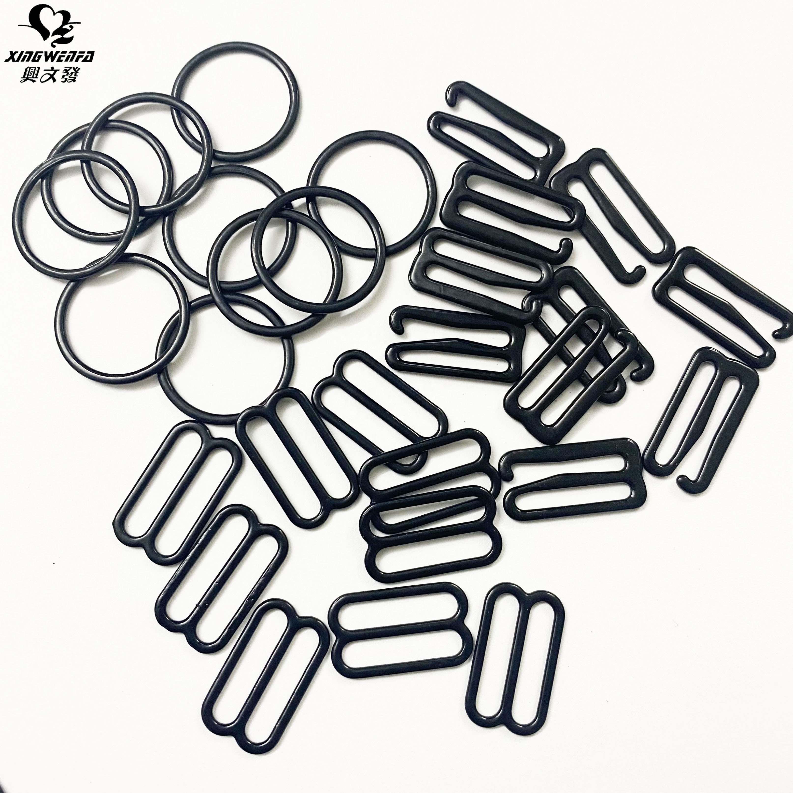 Eco friendly 18mm Bra metal buckle OEKO 100 white dyable quality nylon coated metal bra rings sliders and hooks