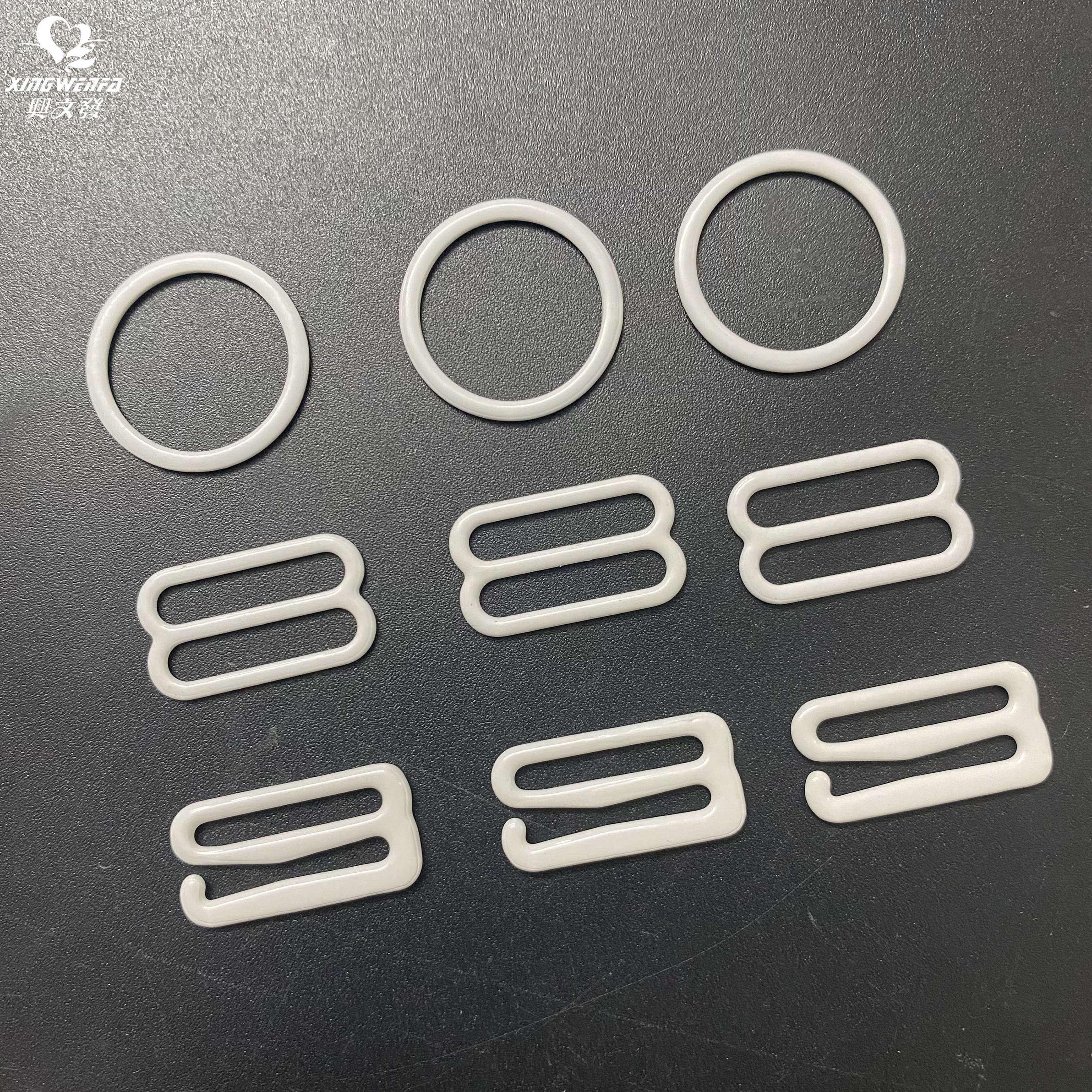 Eco friendly 18mm Bra metal buckle OEKO 100 white dyable quality nylon coated metal bra rings sliders and hooks