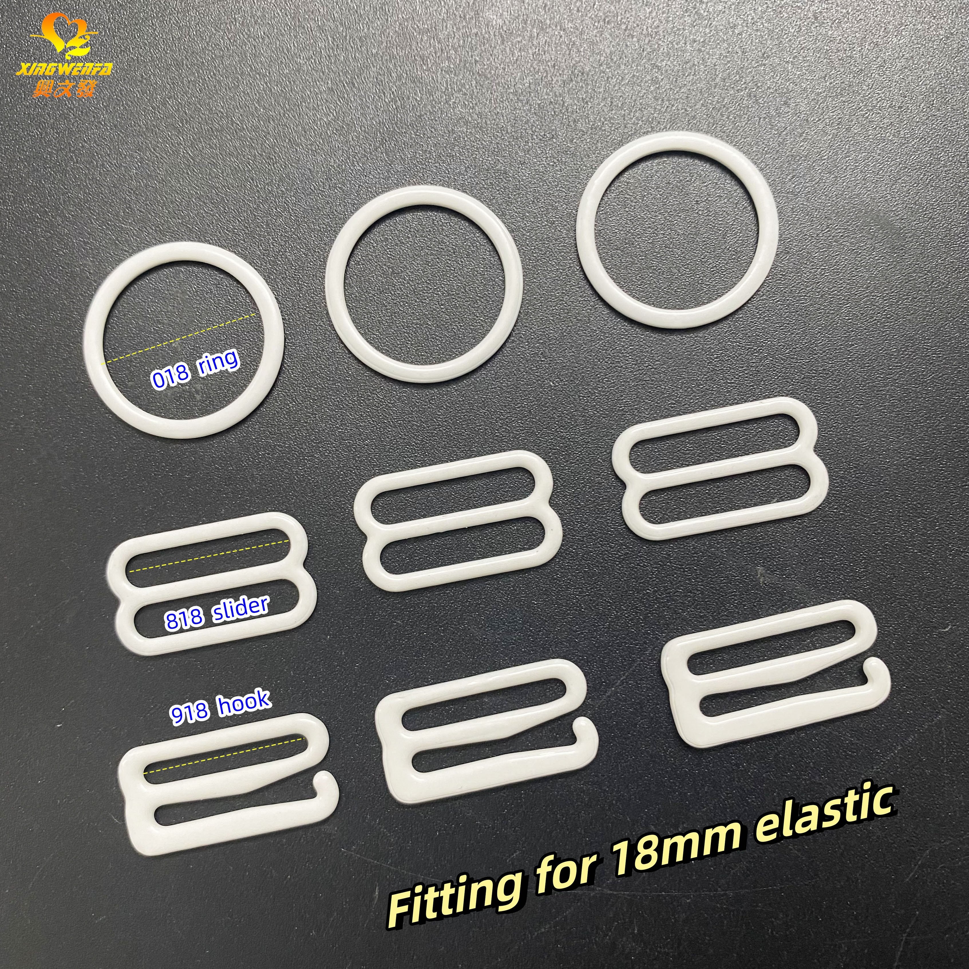 Eco friendly 18mm Bra metal buckle OEKO 100 white dyable quality nylon coated metal bra rings sliders and hooks
