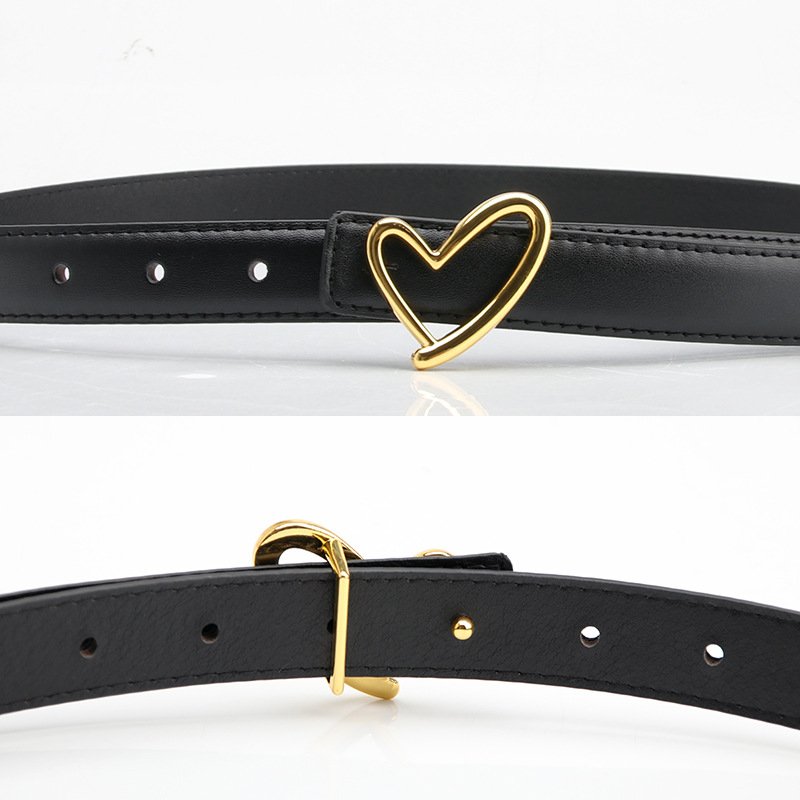 Hot Waist Belts Gold Love Shape Alloy Buckle Belt Elegant Fashion Women's Clothing Accessory Belt
