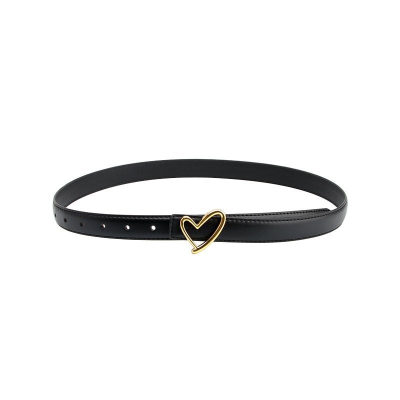 Hot Waist Belts Gold Love Shape Alloy Buckle Belt Elegant Fashion Women's Clothing Accessory Belt