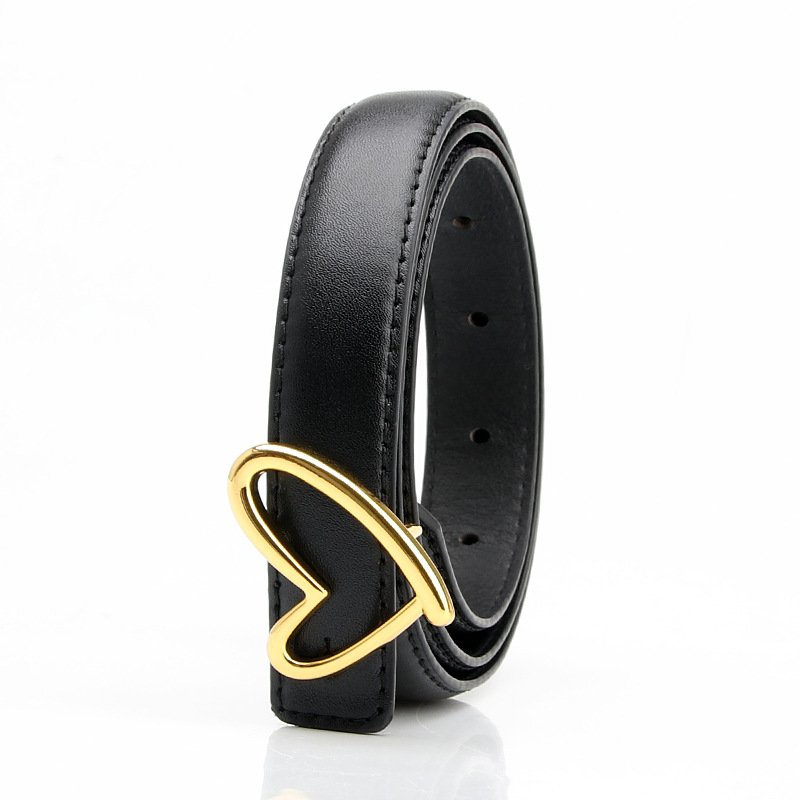 Hot Waist Belts Gold Love Shape Alloy Buckle Belt Elegant Fashion Women's Clothing Accessory Belt