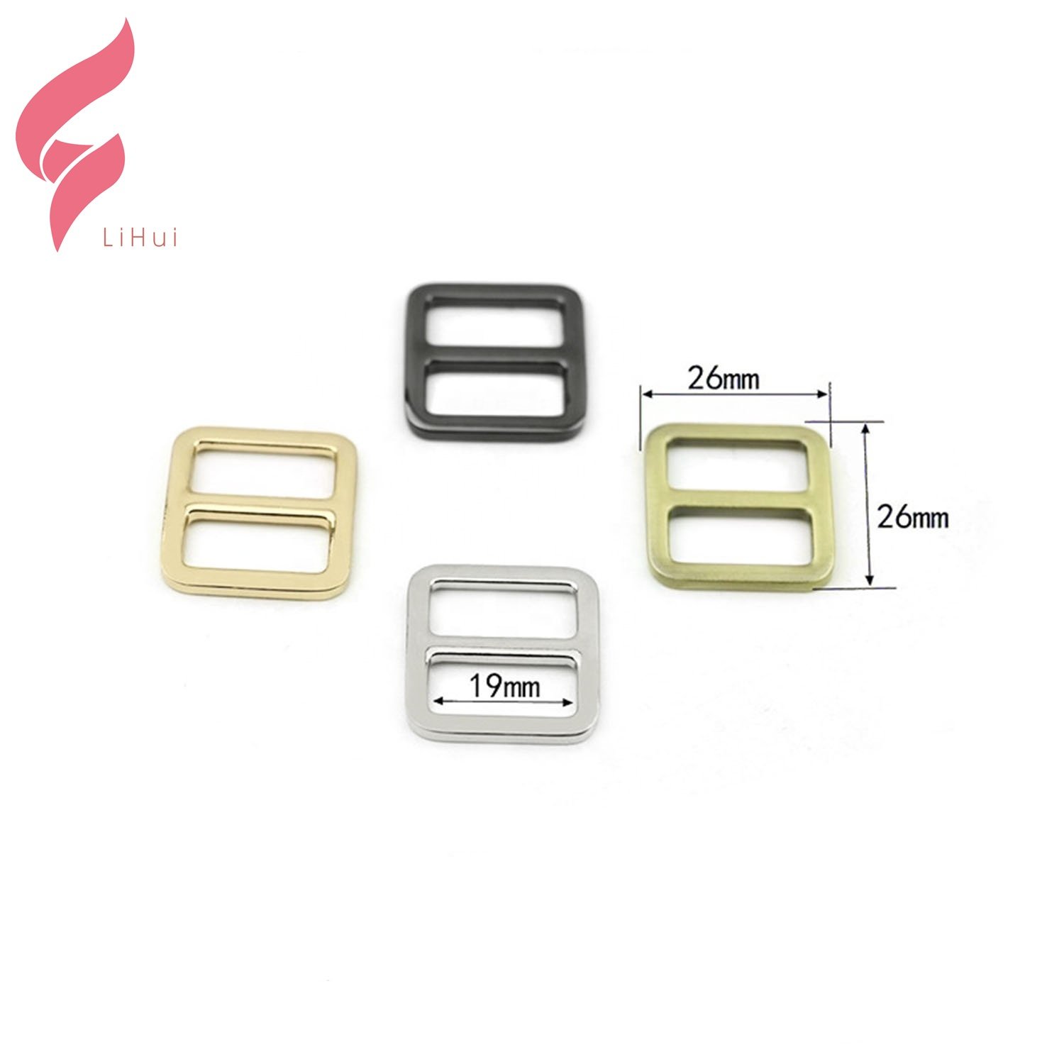 LiHui hardware popular metal bag adjustable buckle zinc alloy tri-glide buttons strap tri glide buckles for handbags