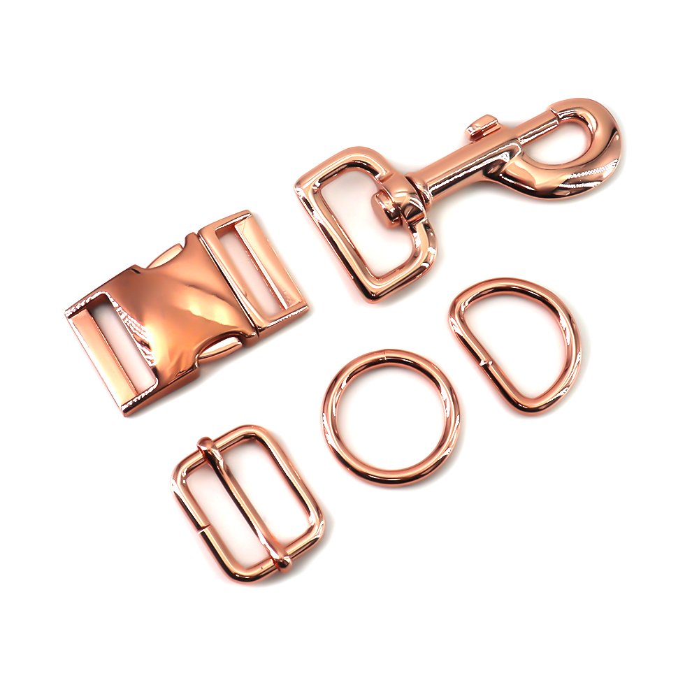 Dog Collar Hardware Metal Accessories Custom Color Size Tri-Grlide Side Release Buckle D Ring And Dog Hooks Sets