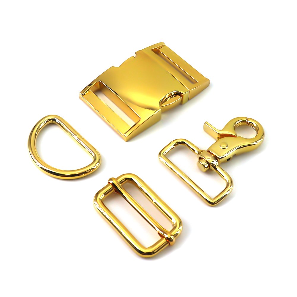 Dog Collar Hardware Metal Accessories Custom Color Size Tri-Grlide Side Release Buckle D Ring And Dog Hooks Sets