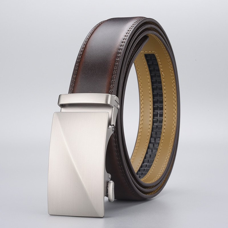 Wholesale European And American Genuine Leather Belt Business Alloy Automatic Buckle Leather Belt For Men