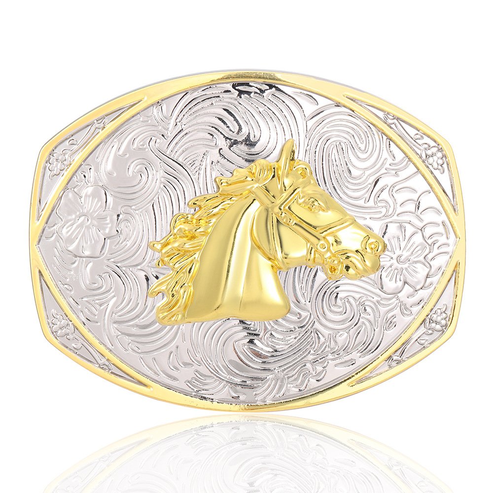 2024 fashion style Western cowboy Classic horse retro pattern woven cross manufacturers Custom LOGO belt buckle for men