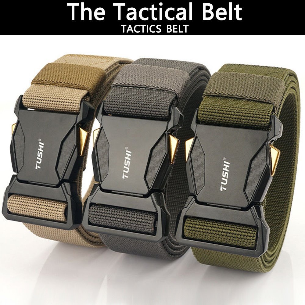 TUSHI Tactical Belt Outdoor No Hole Belt Stretch Elastic Hunting Hiking Sports Fabric Metal Buckle Nylon Belt Wholesale Factory