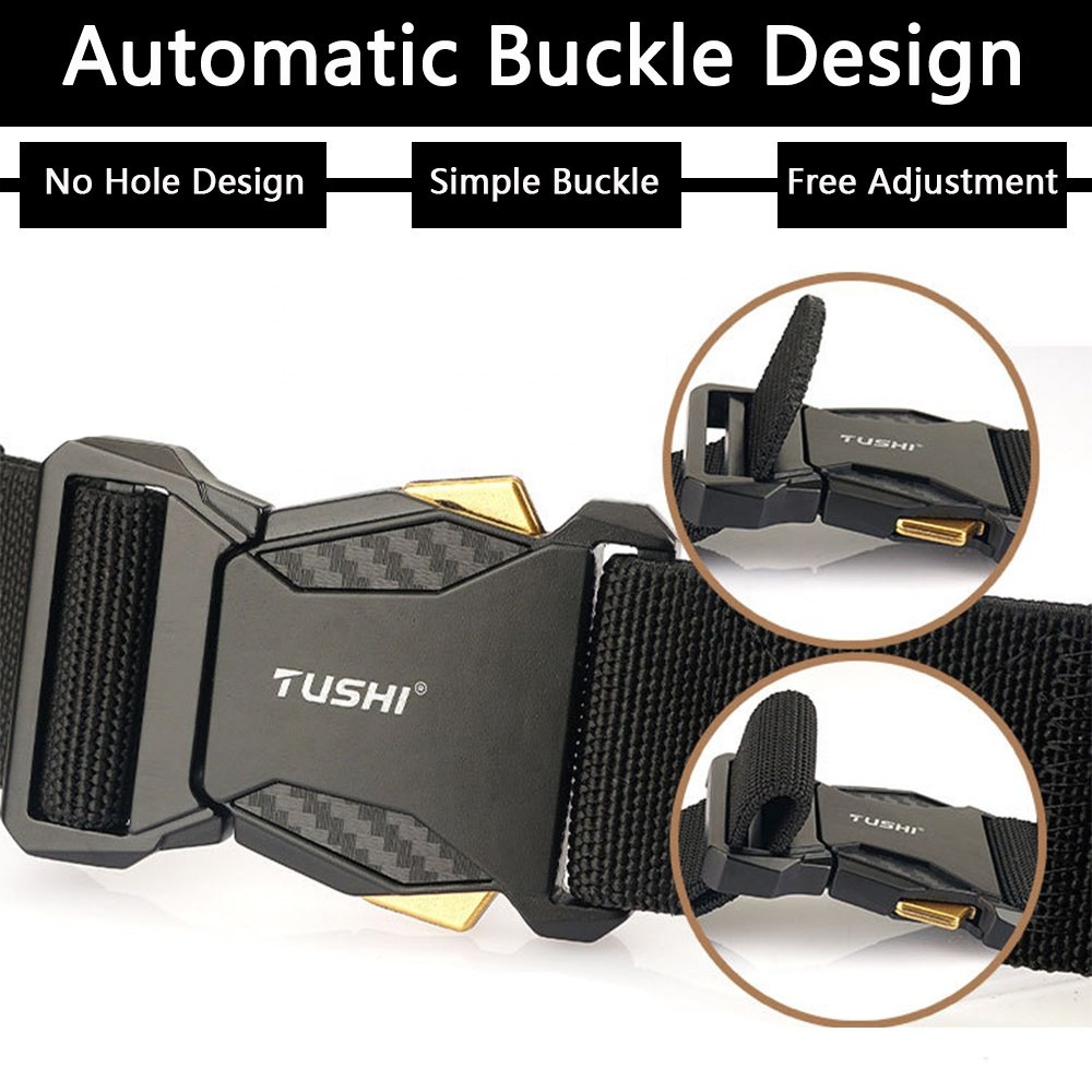 TUSHI Tactical Belt Outdoor No Hole Belt Stretch Elastic Hunting Hiking Sports Fabric Metal Buckle Nylon Belt Wholesale Factory