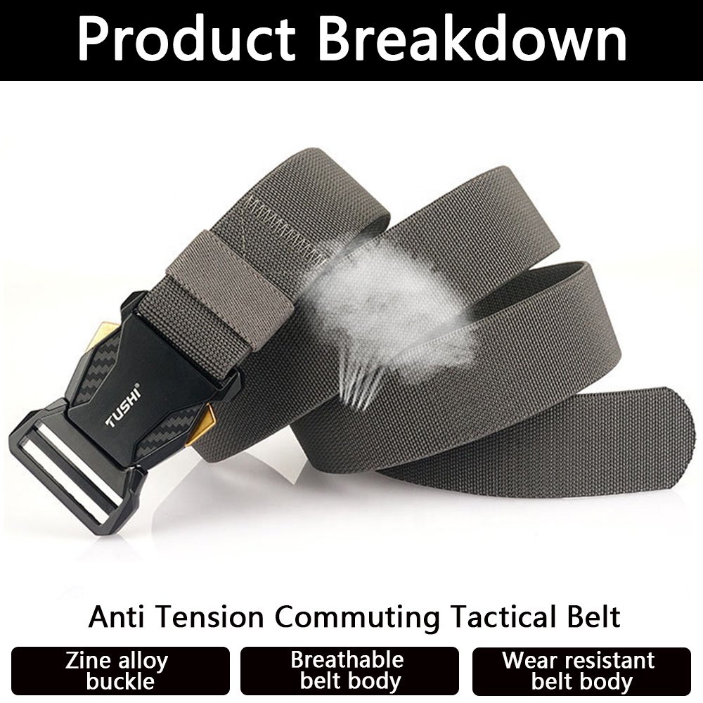 TUSHI Tactical Belt Outdoor No Hole Belt Stretch Elastic Hunting Hiking Sports Fabric Metal Buckle Nylon Belt Wholesale Factory