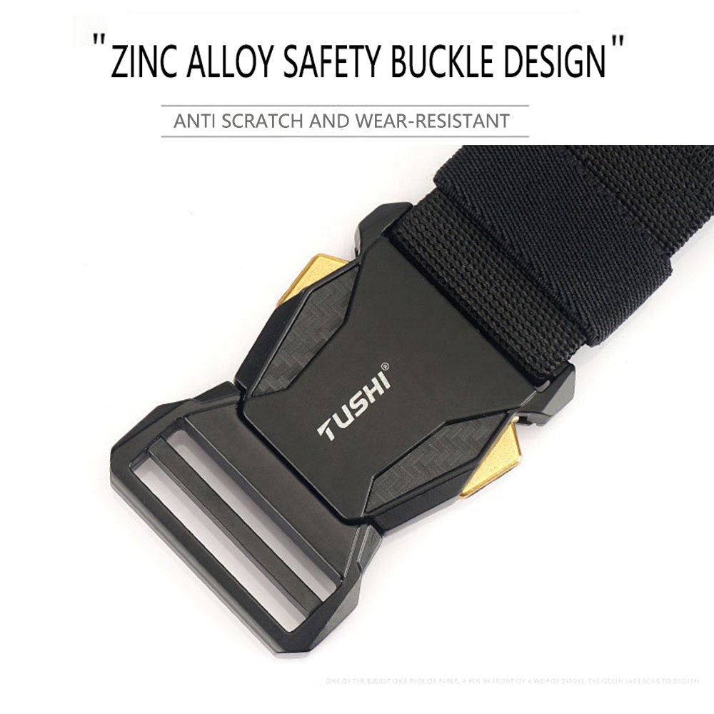 TUSHI Tactical Belt Outdoor No Hole Belt Stretch Elastic Hunting Hiking Sports Fabric Metal Buckle Nylon Belt Wholesale Factory