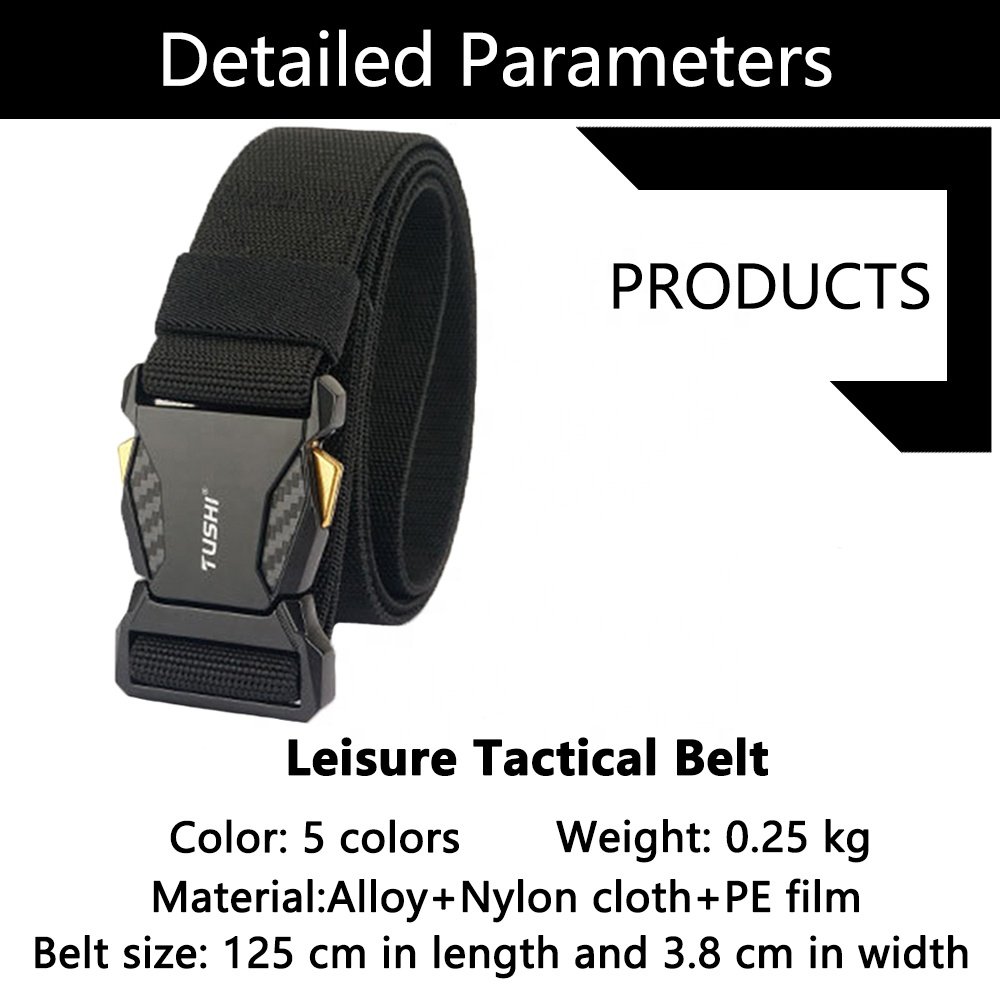 TUSHI Tactical Belt Outdoor No Hole Belt Stretch Elastic Hunting Hiking Sports Fabric Metal Buckle Nylon Belt Wholesale Factory