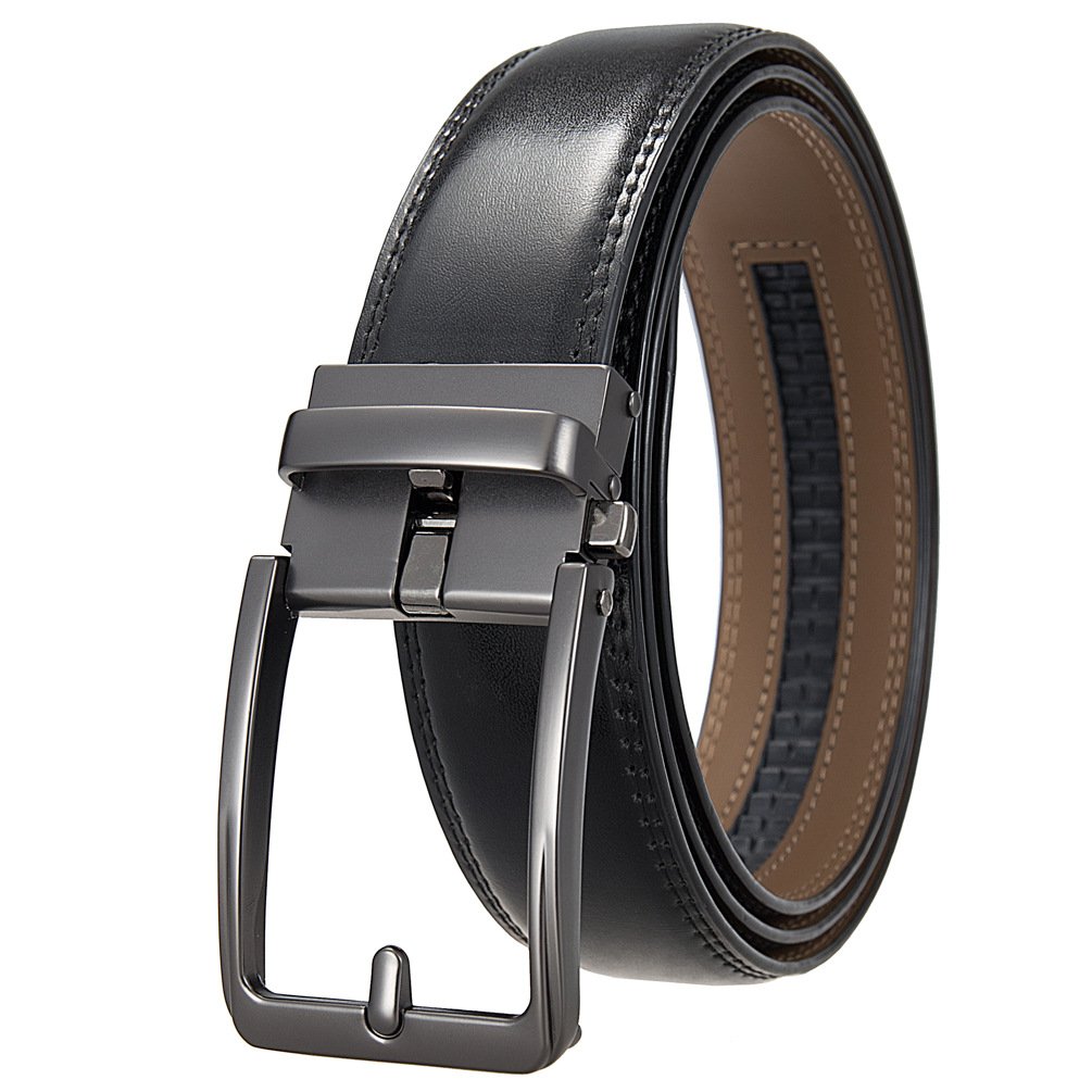 Factory High Quality Business Men's Leather Belt Simple Design Genuine Leather Belt Automatic Buckle Cowhide Leather Belts
