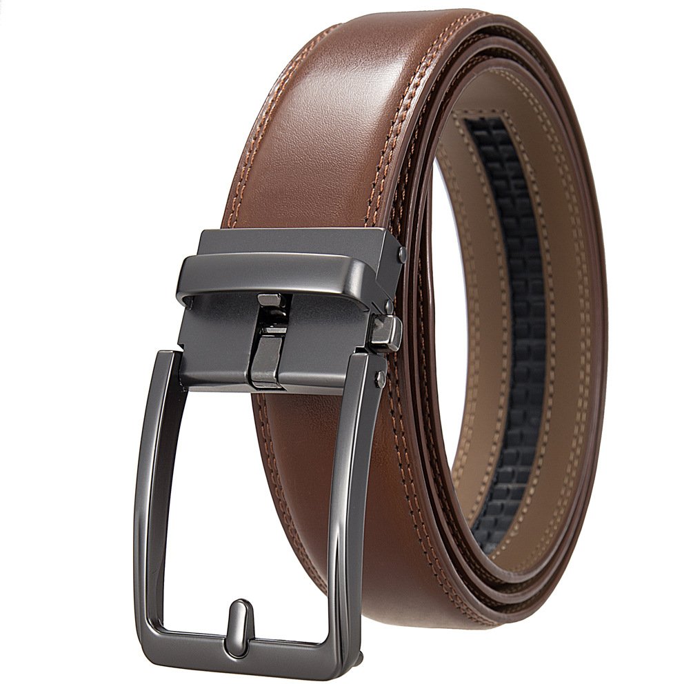 Factory High Quality Business Men's Leather Belt Simple Design Genuine Leather Belt Automatic Buckle Cowhide Leather Belts