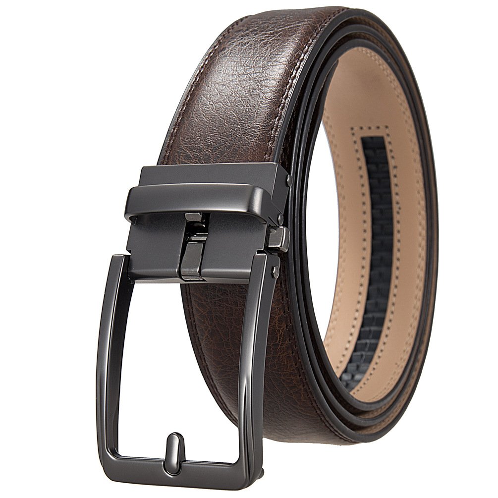 Factory High Quality Business Men's Leather Belt Simple Design Genuine Leather Belt Automatic Buckle Cowhide Leather Belts