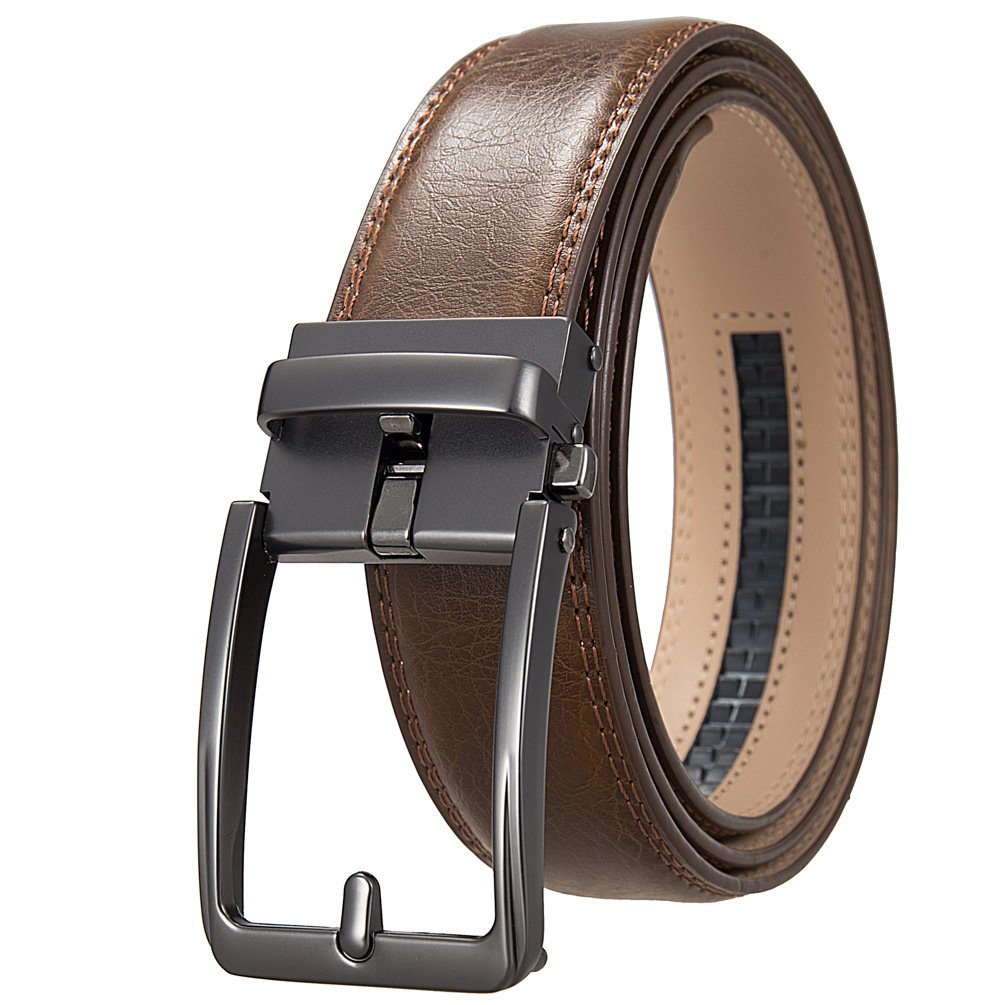 Factory High Quality Business Men's Leather Belt Simple Design Genuine Leather Belt Automatic Buckle Cowhide Leather Belts