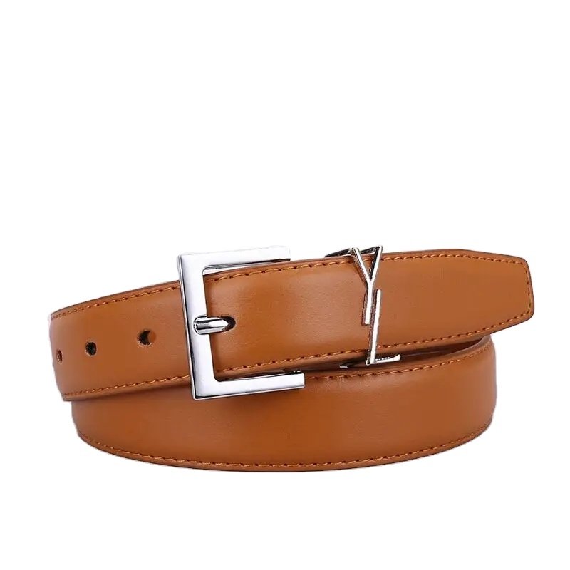Women's leather needle buckle retro vintage belt large brand cowhide belt designer versatile casual ladies belt