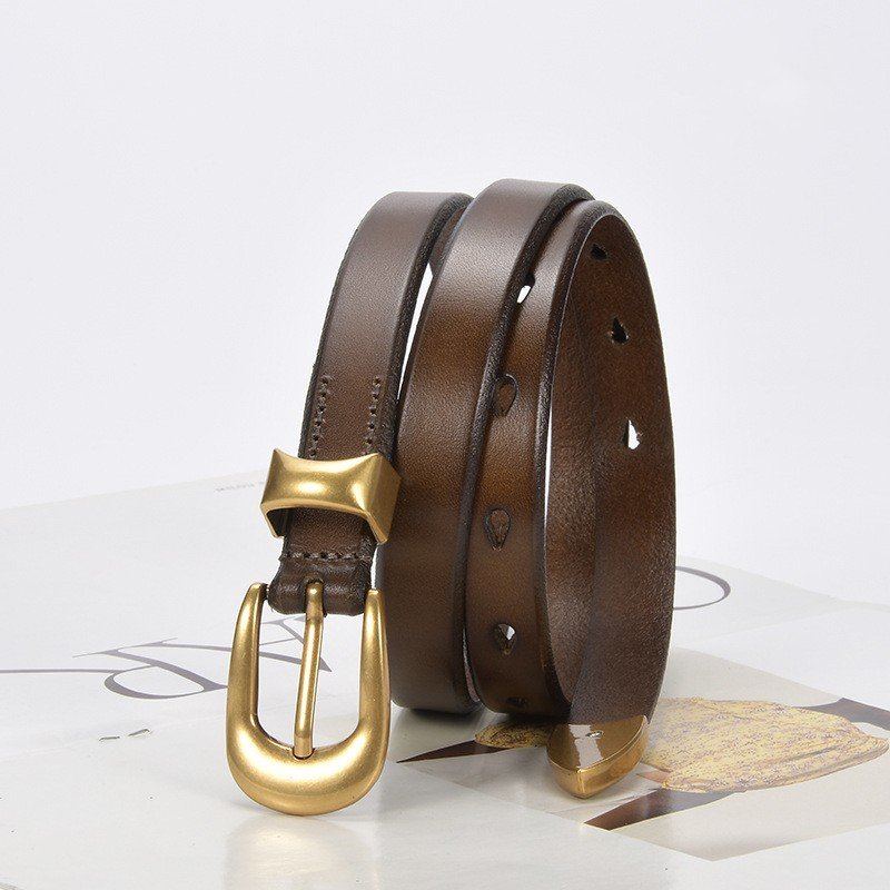 Top High Luxury Cowhide Belt Vintage Gold Buckle Genuine Leather Belt Female Waist Belts Decoration Jeans Wholesales
