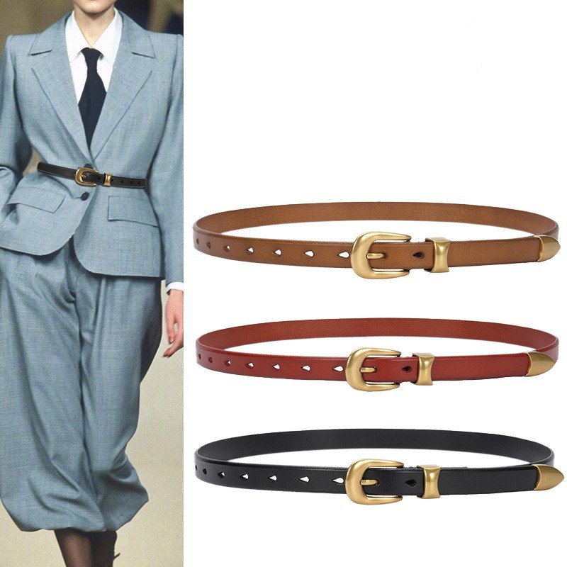 Top High Luxury Cowhide Belt Vintage Gold Buckle Genuine Leather Belt Female Waist Belts Decoration Jeans Wholesales
