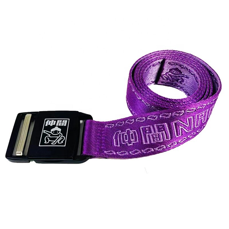 Small MOQ Custom Logo Nylon Jacquard Webbing Belt Men Outdoor Tactical Belt Fabric Durable Polyester Belt With Metal Buckle