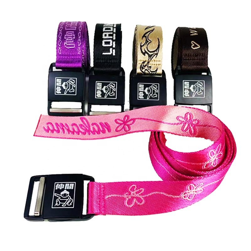 Small MOQ Custom Logo Nylon Jacquard Webbing Belt Men Outdoor Tactical Belt Fabric Durable Polyester Belt With Metal Buckle