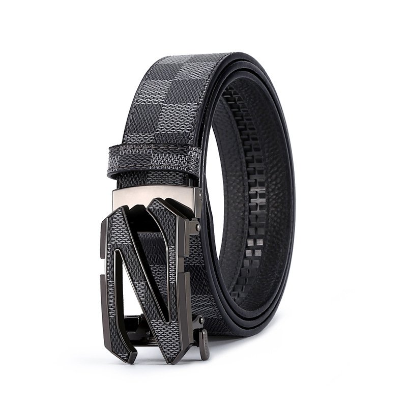 Men's business letter N buckle cowhide Leather Belt Alloy Automatic Buckle Western Hot-Selling N Letter Buckle Design