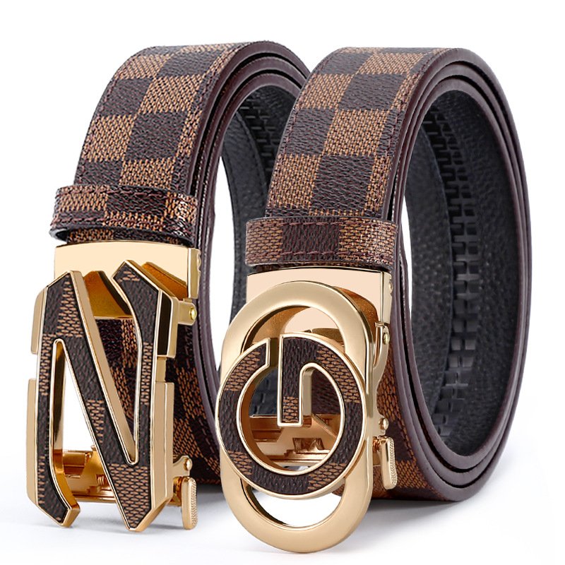 Men's business letter N buckle cowhide Leather Belt Alloy Automatic Buckle Western Hot-Selling N Letter Buckle Design