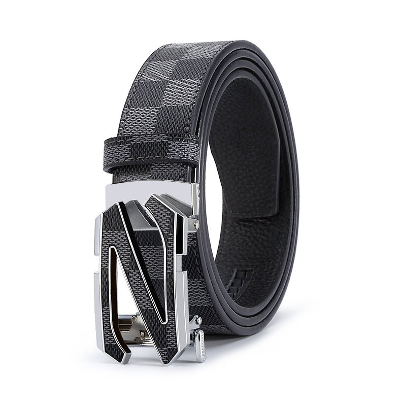 Men's business letter N buckle cowhide Leather Belt Alloy Automatic Buckle Western Hot-Selling N Letter Buckle Design