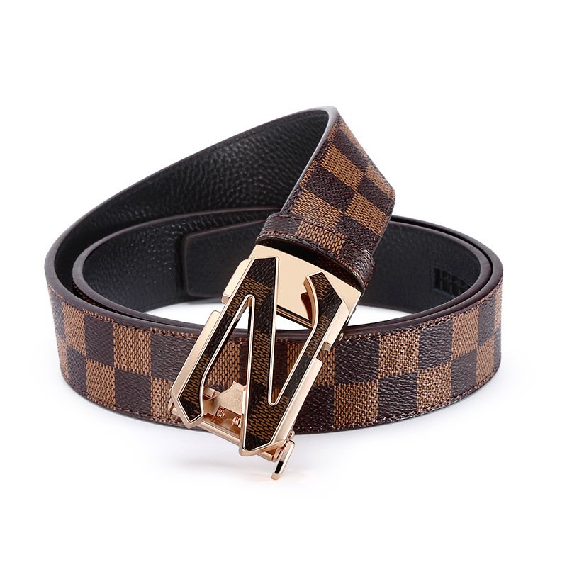 Men's business letter N buckle cowhide Leather Belt Alloy Automatic Buckle Western Hot-Selling N Letter Buckle Design