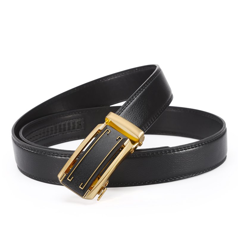 Men's automatic buckle business leisure belt with metal buckle