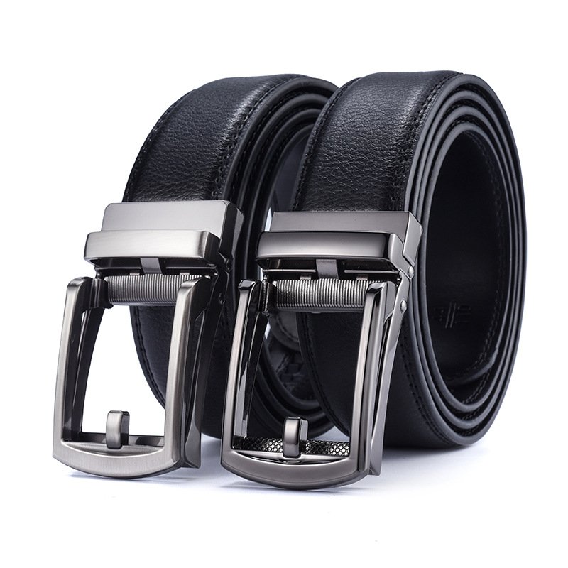 New hot men's automatic leather belt with needle like buckle real leather belt luxury business suit for men