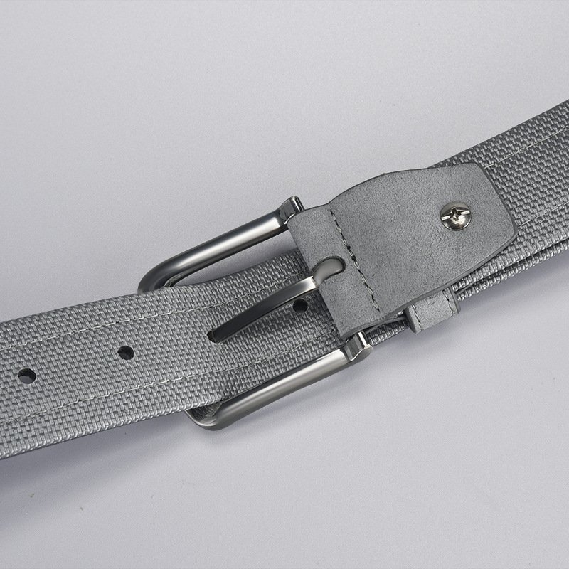Daily Wear Classic Suitable Square Pin Buckle Oxford Cloth Fabric Genuine Leather Belt for Men's Travelling Riding