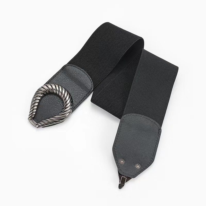 New Ladies Fashion Elastic Waist PU Leather Belt Thin Western Style with Decorative Buckle All-elastic Belt Decoration Wholesale