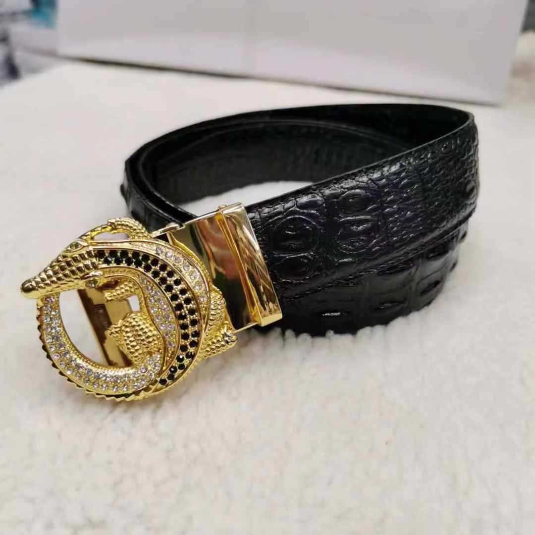 Manufacturer wholesale crocodile pattern automatic buckle cowhide belt genuine leather waist belt