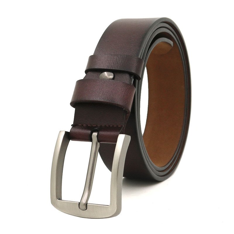 Man Business Cow Leather Snap On Pin Buckle Belts for Men Real Leather Custom Men's Split Genuine Leather Belts